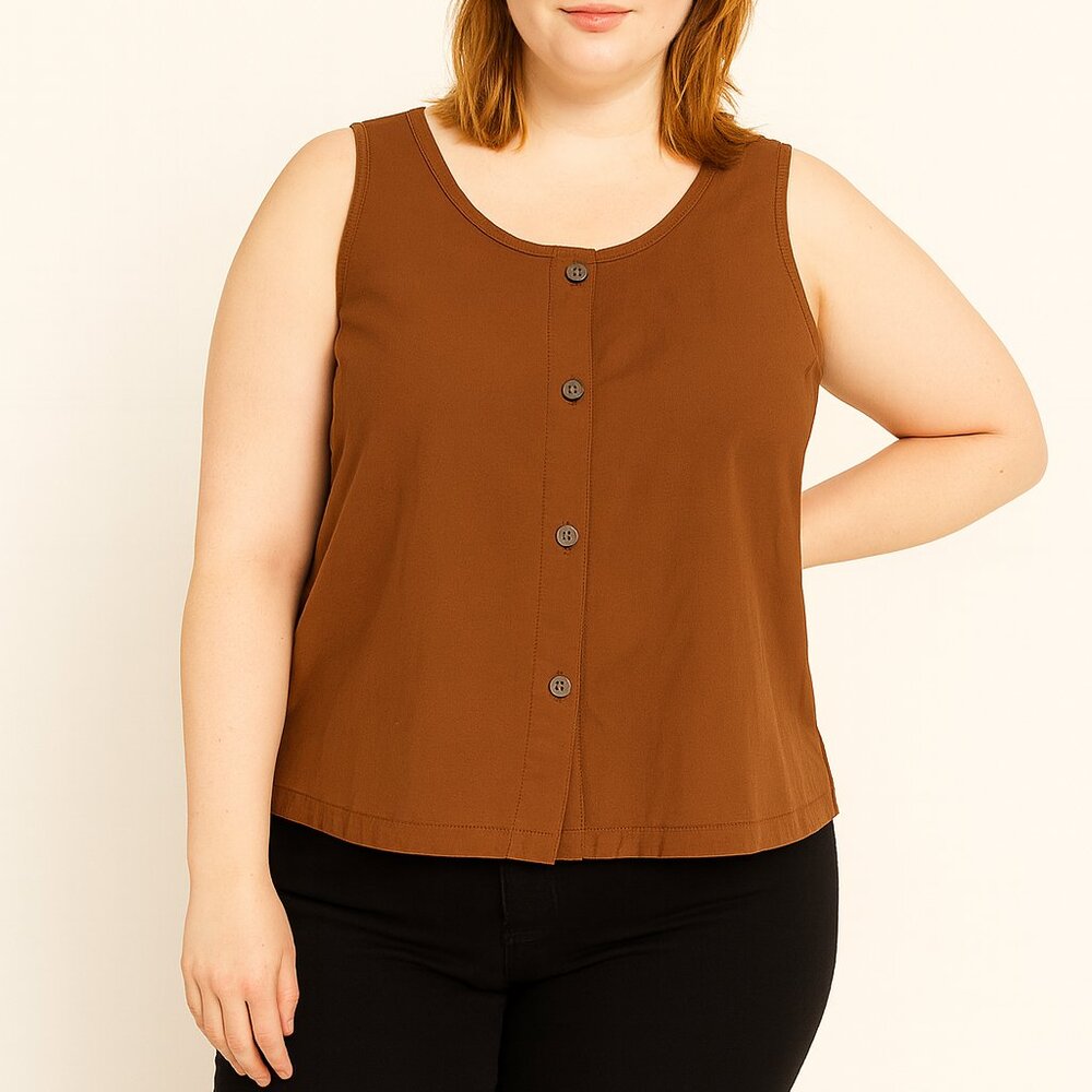 Brown Button-Up Tank Top